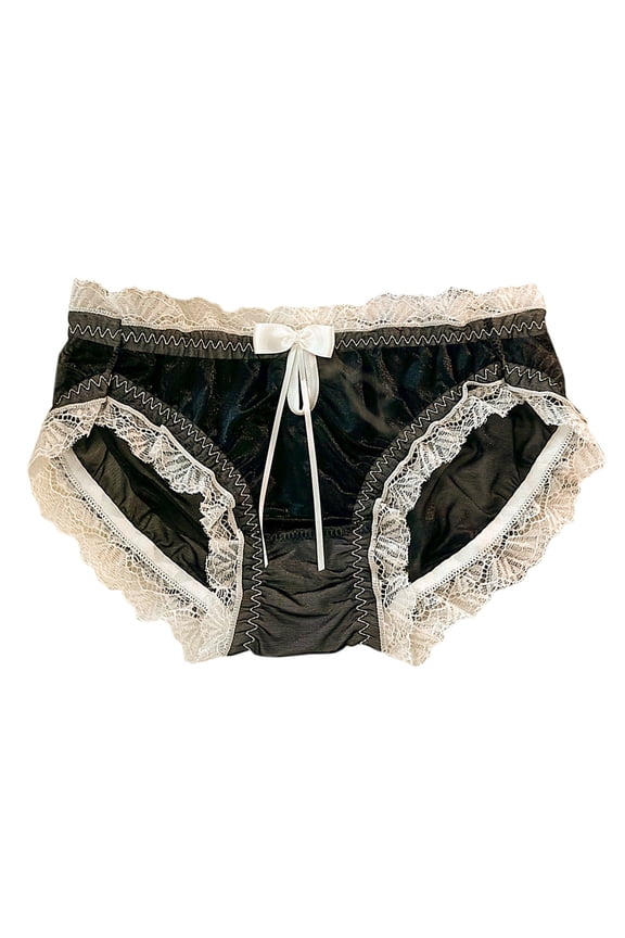 Womens Briefs, Sexy Lace Breathable Stretch Ladies Underwear Black XL