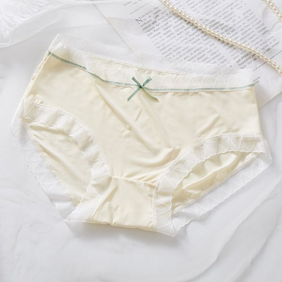 Itsame Womens Briefs, Sexy Lace Comfort Seamless Cotton Underwear Beige M