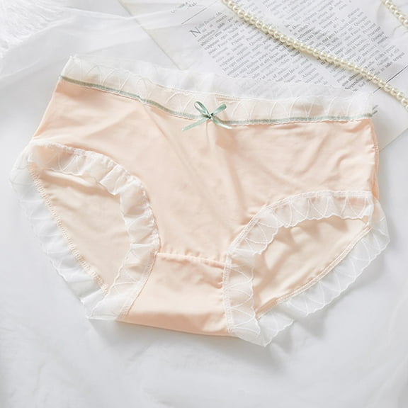 Itsame Womens Briefs, Sexy Lace Comfort Seamless Cotton Underwear Orange M