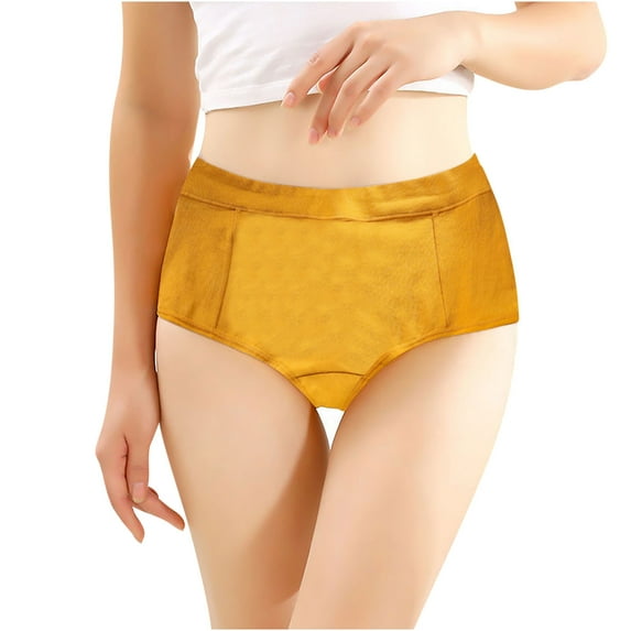 Itsame Womens Briefs, Stretch Breathable High Waist Ladies Underwear Yellow 2XL