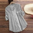 thumbnail image 1 of Itsame Womens Button Down Shirts, Long Sleeve Classic Striped Loose Trendy Casual Tees Gray S, 1 of 6
