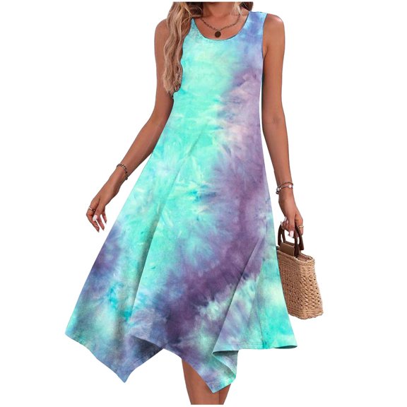 Itsame Womens Casual Dresses Pocket Round Neck Thin Dress Green Size XL