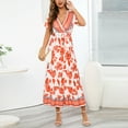thumbnail image 1 of Itsame Womens Casual Dresses Printed V-neck Thin Dress Red Size L, 1 of 7