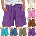 thumbnail image 1 of Itsame Womens Linen Shorts Pockets Women Walk Short Sweat Pants Tight Cotton Wide Leg Shorts Purple Size M, 1 of 9