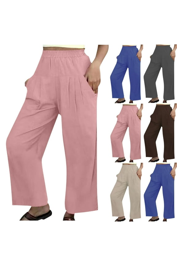 Womens Loose Long Pants Pocket Fashionable Solid Color Cotton High Waisted Wide Leg Sweatpants Beige Size 3XL