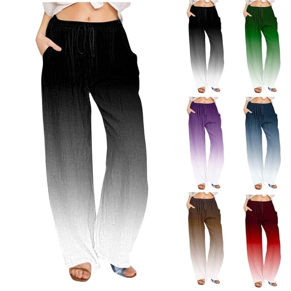 Itsame Womens Loose Long Pants Relaxed Cotton High Waisted Wide Leg Sweatpants Black Size XL