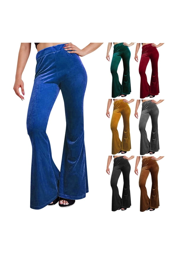 Womens Loose Long Pants Solid Color Tight High Waisted Wide Leg Sweatpants Black Size L