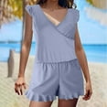 thumbnail image 1 of Itsame Womens One-Piece Swimsuit, Plus Size Pockets Shorts Built-in Bra Solid Bathing Suit Gray S-XXXL, 1 of 8