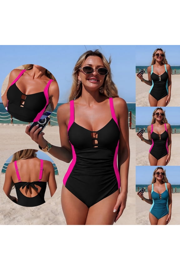Womens One Piece Swimsuit Sets Women Beach Bikini Comfortable Swimwear Pink Size S