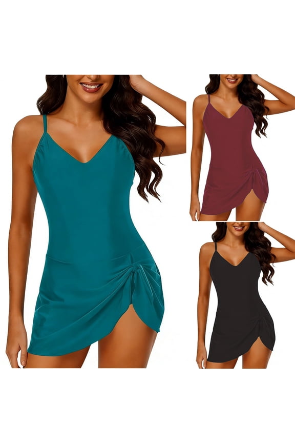 Womens One Piece Swimsuit Sets Women Beach Bikini Skirt Fashionable Tight Swimwear Green Size 2XL