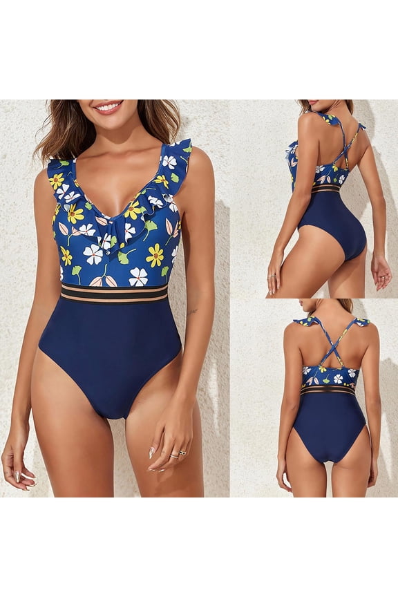 Womens One Piece Swimsuit Sets Women Slim Bikini Swimwear Yellow Size 2XL