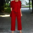 thumbnail image 1 of Itsame Womens Sets, Sleeveless Top Long Sleeve Cardigan with Wide Leg Pants Casual Outfits Red 2XL, 1 of 6