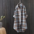 thumbnail image 1 of Itsame Womens Shacket Jackets, Long Sleeve Button Down Plaid Shirts Long Blouses Coats Blue M, 1 of 9