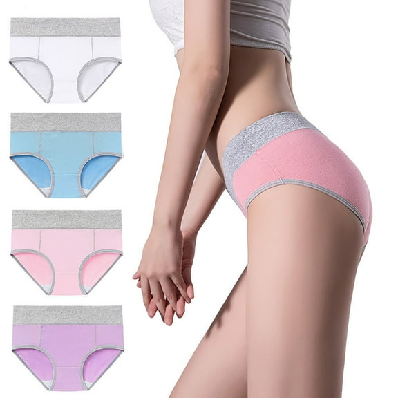 Itsame Womens Shaping Panties, High Waist Plus Size Comfort 4 Pack Cotton Underwear Multicolor M
