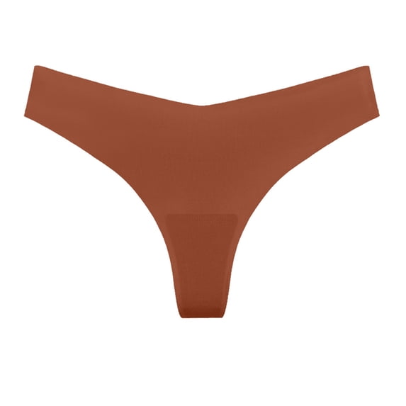 Itsame Womens Thongs Panties, Seamless Breathable Stretch Ladies Underwear Coffee XS