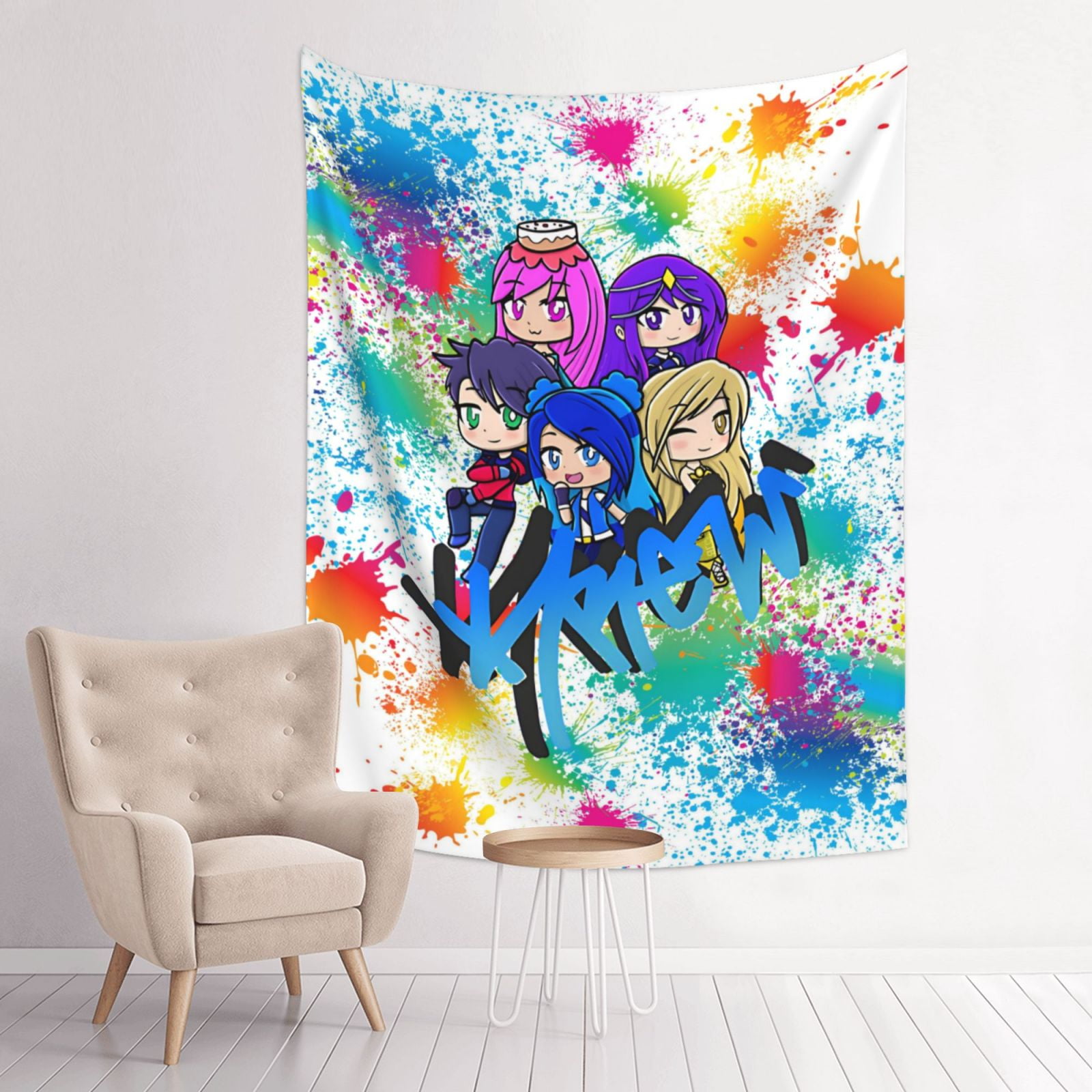 Itsfunneh Krew Wall Tapestry Anime Poster For Bedroom Aesthetics Funny