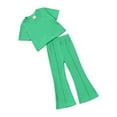 thumbnail image 1 of Itsun Baby Girl Outfits,Toddler Baby Girls Fashion Casual Children's Short-Sleeved Blouse Bell-Bottoms Two-Piece Suit Green 18-24 Months, 1 of 2