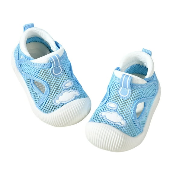 Itsun Baby Walking Shoes,Baby First Walking Shoes Boys Girls Infant Sneakers Crib Shoes Breathable Lightweight Slip On Shoes Light Blue 0-1 Years