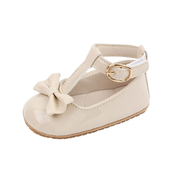 Itsun Baby Walking Shoes,Baby Girls Flats Shoes No-Slip Rubber Sole Infant Toddler Princess Wedding Dress Shoes Beige 9-12 Months