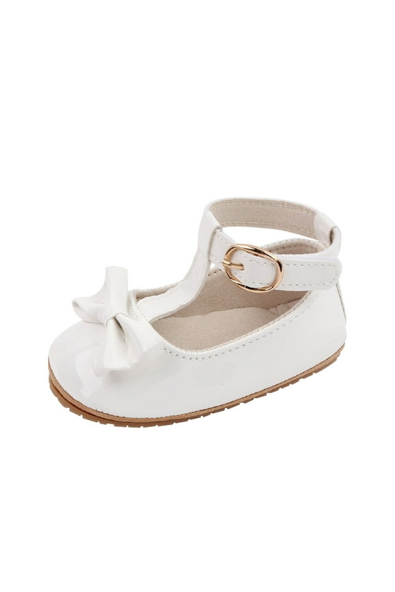 Baby Walking Shoes,Baby Girls Flats Shoes No-Slip Rubber Sole Infant Toddler Princess Wedding Dress Shoes White 9-12 Months