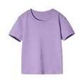 thumbnail image 1 of Itsun Boys Shirts for Boys,Kids Solid Shirts,Toddler Kids Boys Girl Comfortable Solid Color Short Sleeve Cotton T-shirt Top Purple 8-9 Years, 1 of 3
