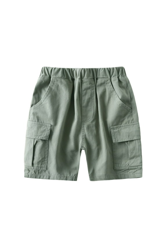 Boys Shorts,Shorts for Boys,Boys' Summer Five Quarter Pants Solid Color Casual Fashion Pocket Shorts Army Green 5-6 Years