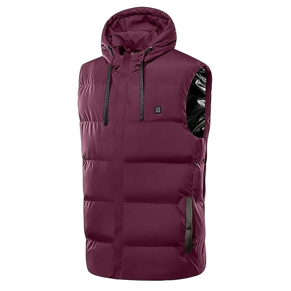 Itsun Heated Jacket Outdoor Warm Fashion Vest Heated Charging via Solid Casual Coat for Riding Skiing Fishing Wine 4XL