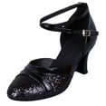 thumbnail image 1 of Itsun Heels Sandals Women,Women's Ballroom Tango Latin Dancing Shoes Sequins Shoes Social Dance Shoe Black, 1 of 4