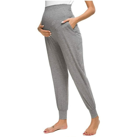 Itsun Maternity Clothes Maternity Women's Solid Color Casual Pants Stretchy Comfortable Lounge Pants