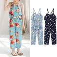 thumbnail image 1 of Itsun Rompers for Girls,Baby Girls Summer Fashion Casual Jumpsuit Printing Sleeveless Strap Romper Blue 5-6 Years, 1 of 5