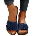 thumbnail image 1 of Itsun Sandals Women,Fashion Casual Summer New One-Line Hollow Fish Mouth Wedge Heel Casual Outdoor Sandals Navy US Size 5.5, 1 of 5