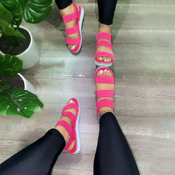 Hot pink flat sandals best sale