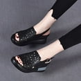 thumbnail image 1 of Itsun Sandals Women,Womens Open Toe Dressy Platform Sandals Hollow out Buckle Ankle Strap Wedges Sandals, Summer Casual Sandals Black D, 1 of 5