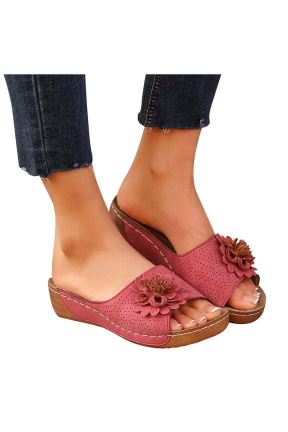 Slippers for Women,Fashion Women Casual Round Head Comfy Slippers Beach Casual Slipsole Shoes Red US Size 9