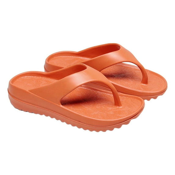 Itsun Slippers for Women,Women's Low Heeled Round Toe Flat Shoes Soft Leather Shallow Mouth Leather Shoes Women's Low Heeled Shoes Orange US Size 6.5