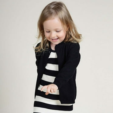 Itsun Toddler Girl&boy Baby Infant Kids Autumn And Winter Sweater Candy Color Cardigan Solid Color Small Cardigan Children's Sweater Black (12Months-6Years)