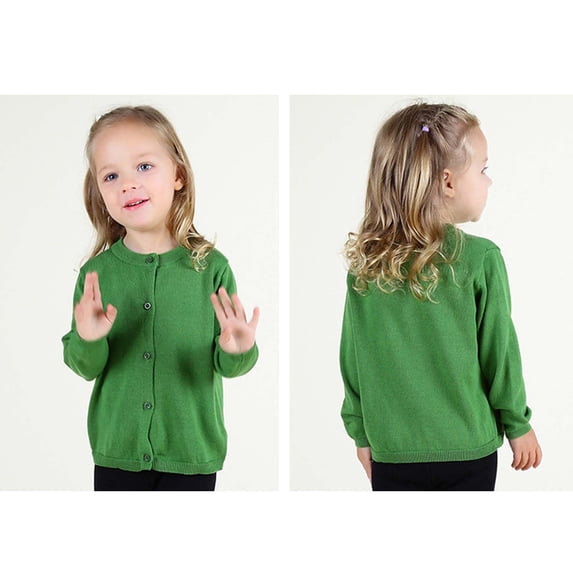 Itsun Toddler Girl&boy Baby Infant Kids Autumn And Winter Sweater Candy Color Cardigan Solid Color Small Cardigan Children's Sweater Green (12Months-6Years)