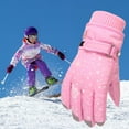 thumbnail image 1 of Itsun Toddler Girls Boys Snow Gloves Kids Ski Winter Gloves Rose Embroidery Windproof Children Warm Gloves, 1 of 4