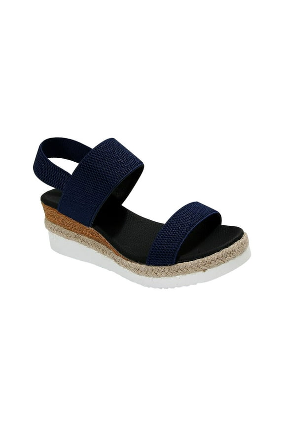 Wedge Sandals for Women,Womens Open Toe Low Heel Platform Sandals Women's One Button Roman Wedges Sandals Blue