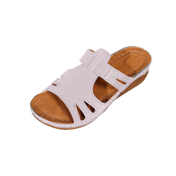 Itsun Women's Slippers,Fashion Casual Summer New Hollow Strap Fish Mouth Wedge Slippers Pink US Size 5.5