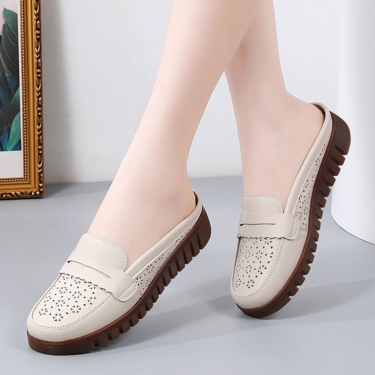 Itsun Womens Dress Shoes, Women's Versatile Round Toe Flat Leather Flats Shoes, Solid Color Shoes, Comfort Soft Slip On Flats Shoes Beige Itsun Womens Dress Shoes, Women's Versatile Round Toe Flat Leather Flats Shoes, Solid Color Shoes, Comfort Soft Slip On Flats Shoes Beige