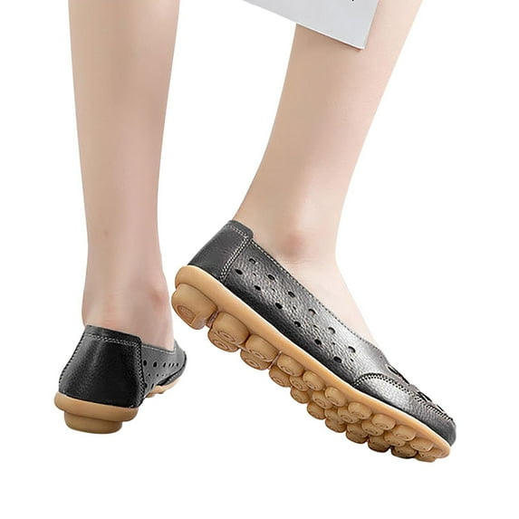 Itsun Womens Flats Shoes, Women's Flats Classic Fancy Leather Dress Shoes, Hollow Out Solid Color Casual Shoes, Comfort Soft Slip On Flats Shoes Black