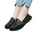 thumbnail image 1 of Itsun Womens Slip On Flat Shoes, Women's Comfortable Leather Loafers, Casual Round Toe Moccasins Driving Flats, Soft Walking Shoes Women Slip On Black, 1 of 5