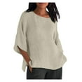 thumbnail image 1 of Itsun Womens Tops,Women's Short Sleeve Round Neck Summer Shirts Loose Casual Cotton Loose Tee Beige 14, 1 of 5