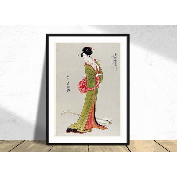 Itsutomi Eishi Hosoda Japanese Art Vintage Retro Asian Decor Japan Kimono Geisha Traditional Unframed Paper Print