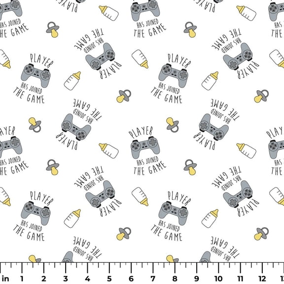 Itty Bitty Jack "Player Has Joined the Game" Flannel Fabric (1 yard)