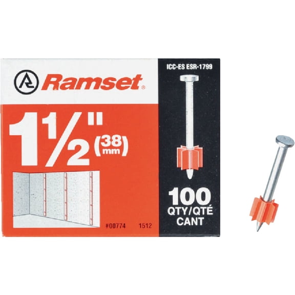 Ramset Itw 00774 1-1/2" Powder Fastener Plated Pin 1512 100 Count Construction & DIY Use, Standard Hardware Spec