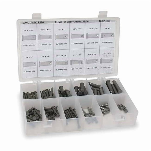 Clevis, Cotter Pin Assortment, 18-8 Stainless Steel, Plain, 120 Pcs