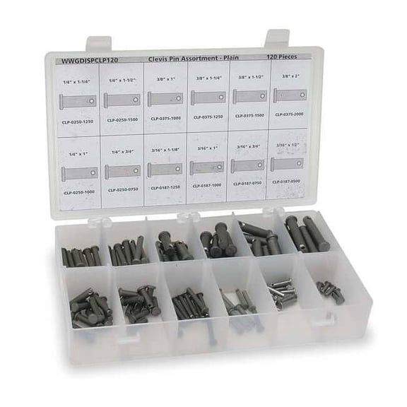 Itw Bee Leitzke Clevis Pin Asst,Std,LCS,120 Pcs,12 Sizes WWG-DISP-CLP120PL