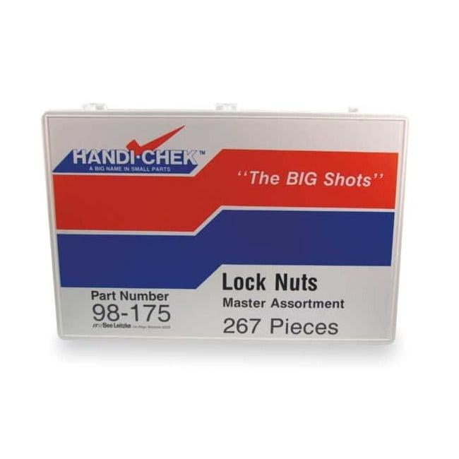 Zinc Plated Finish Steel Nylon Insert Hex Lock Nut Assortment, 267 pc.